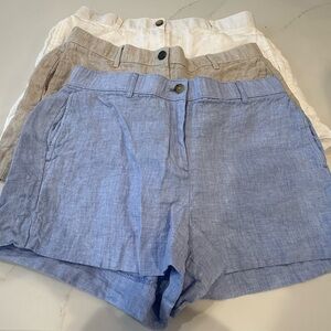 JCrew NWOT set of 3 linen shorts size medium 
3 in inseam